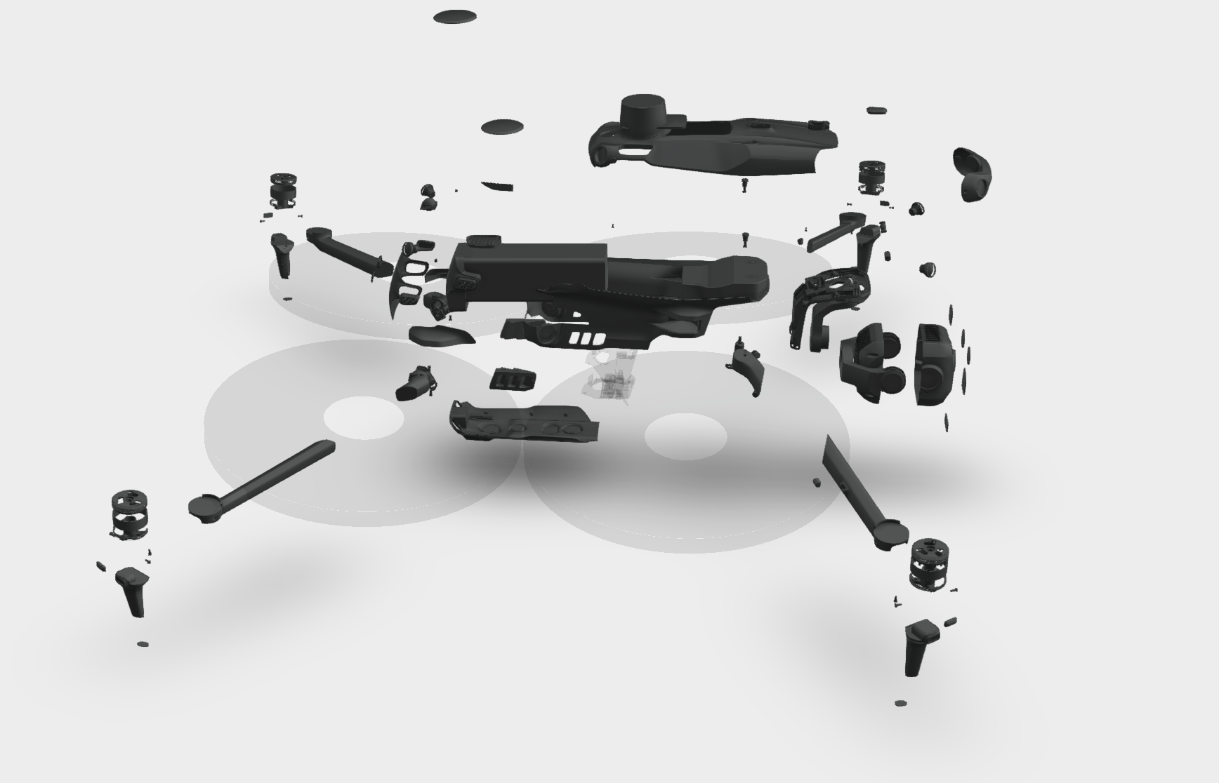 Drone exploded view — components and subsystems